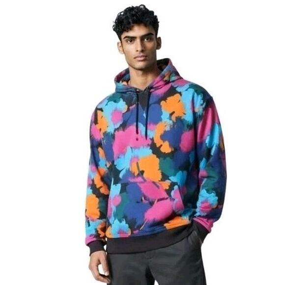 Original Penguin Pullover Hoodie Mens L Multicolor Abstract Organic Cotton Blend - Picture 1 of 16
